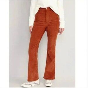 Old Navy Extra High-Rise Kicker Boot Cut Corduroy Pants Rust Brown Size 22